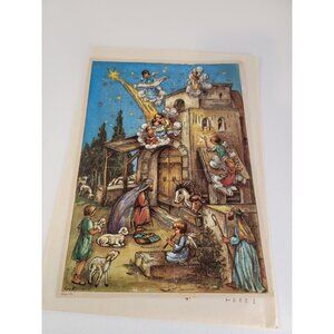 Advent Calendar Haco West Germany Nativity Stable Angel Relgious Jesus